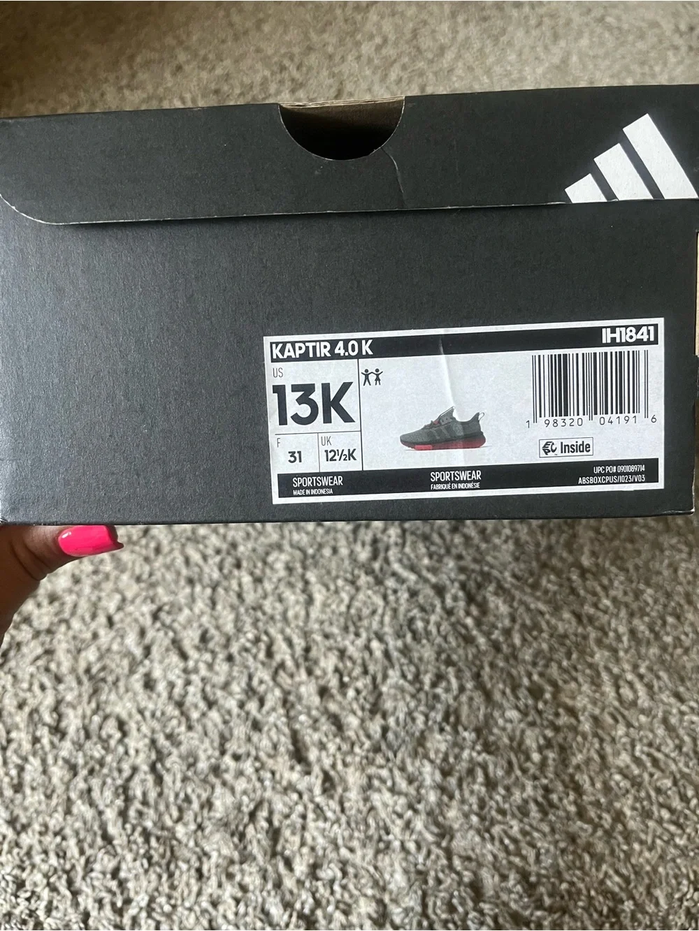 adidas Kids Gray and Red Lace-Up Athletic Sneakers